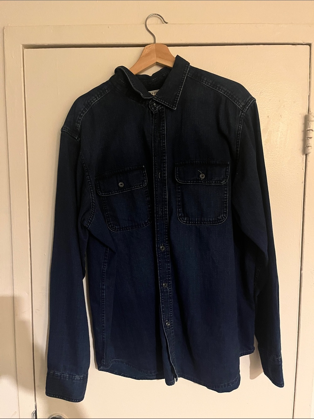 Old Navy Men's Dark Blue Denim Button-Down Shirt